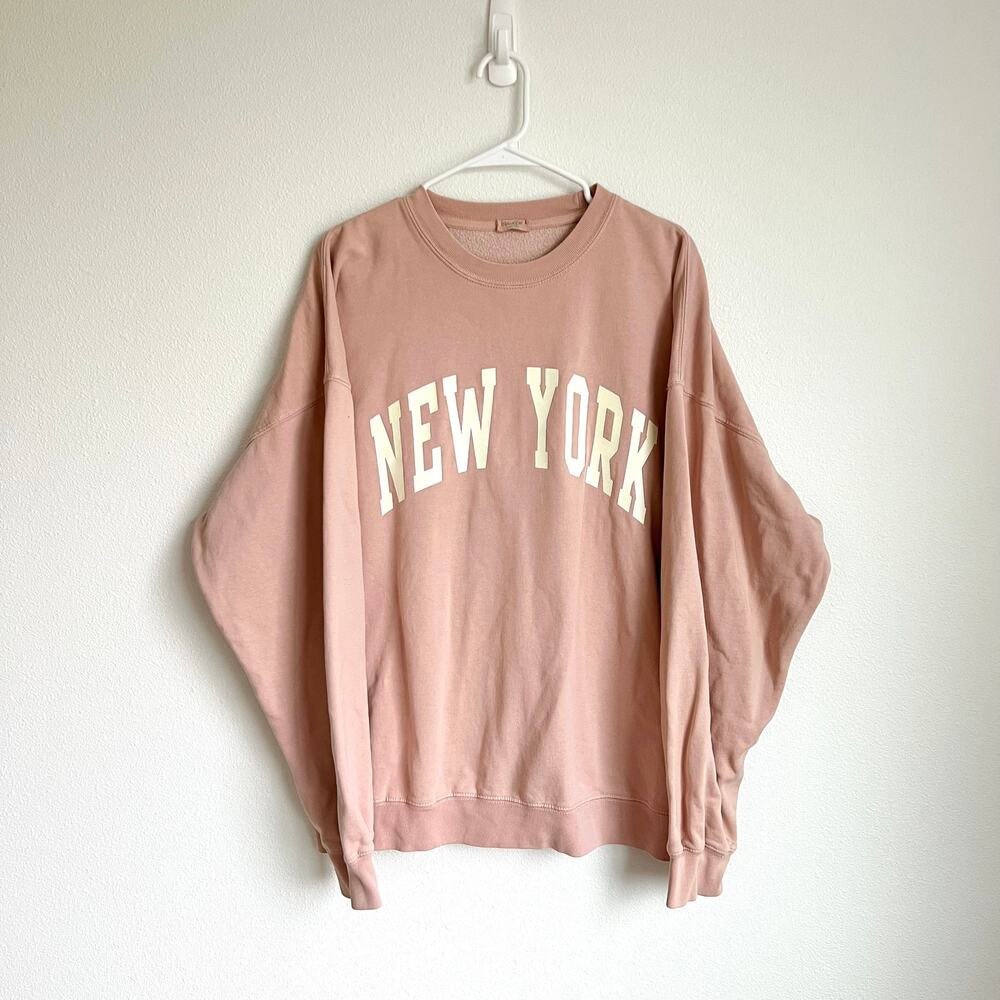 John Galt Pink Oversized NEW YORK Sweatshirt ONE SIZE